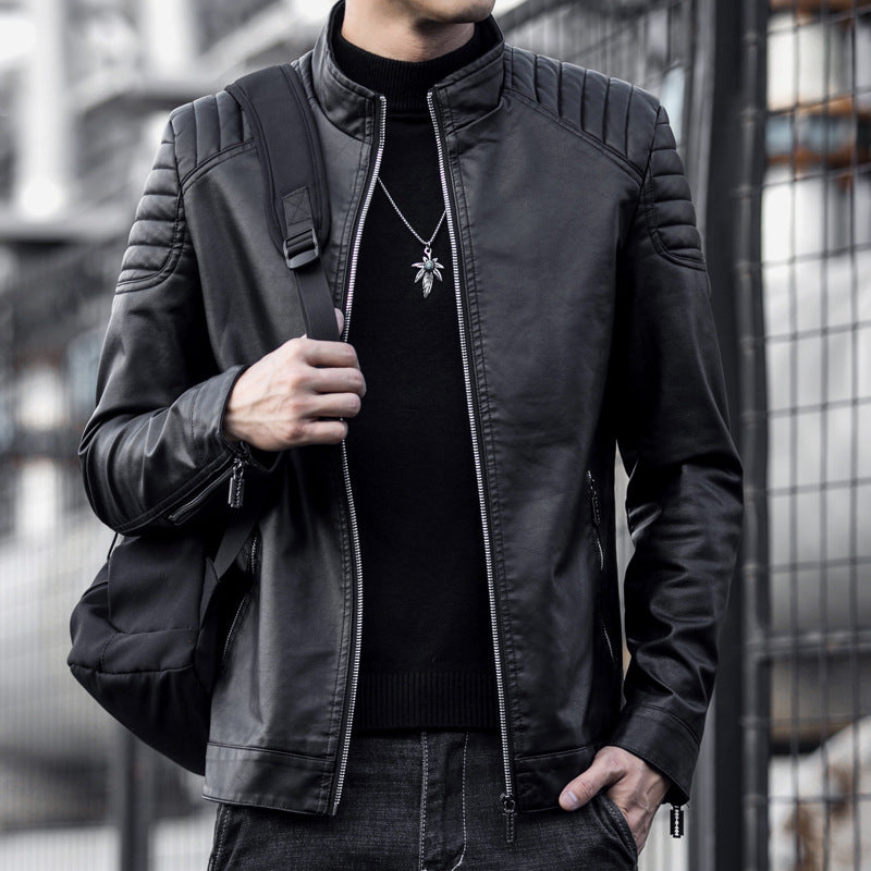 2024 Moto Pu Leather Jacket Men Winter Leahter Jacket Male Stand Collar Casual  image 4