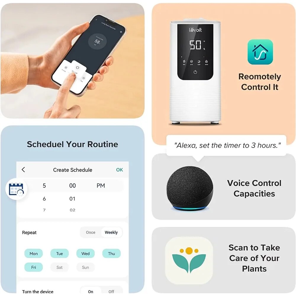 Levoit 4.5 L Smart Cool Warm Mist Humidifiers Ultra-Quiet with Aromatherapy Bed image 1