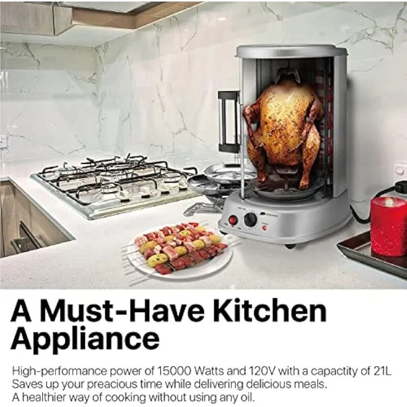 Vertical Rotisserie Oven Grill - Countertop Shawarma Machine Kebab Electric Coo image 3