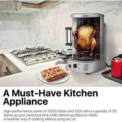 Vertical Rotisserie Oven Grill - Countertop Shawarma Machine Kebab Electric Coo image 3