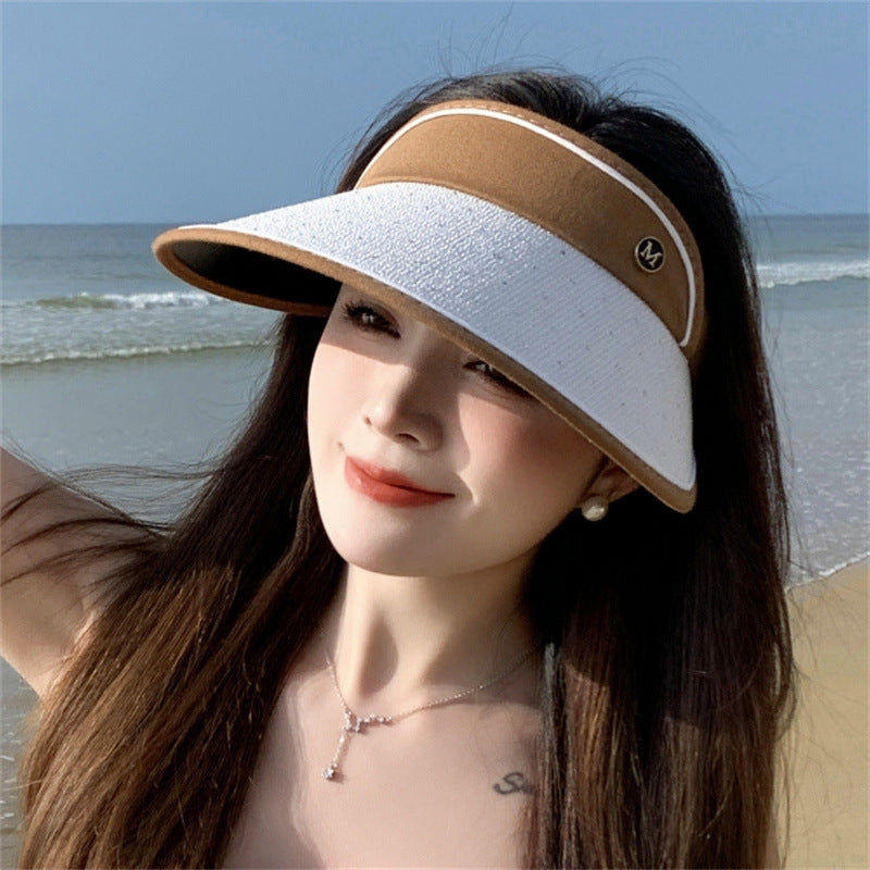 Large Brim Sun Hat for Women Summer Trip, UV Resistant Empty Top, Slim Face, Ve image 6