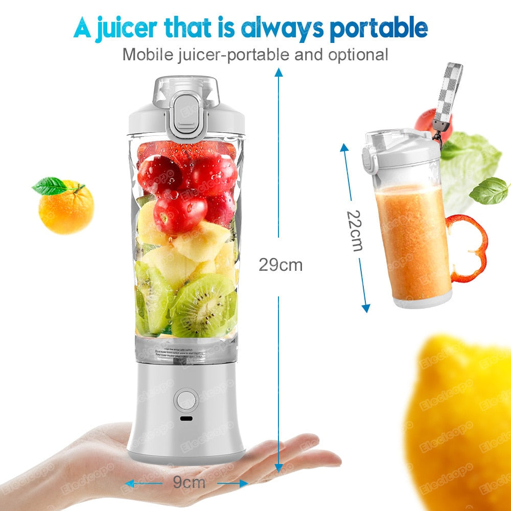 Portable blender mixer 600ML Electric Juicer Fruit Mini Blender 6 Blades For Sh image 8