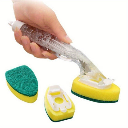 Sponge Kitchen Cleaning Pad long handle cleaning brush Scrubber Dish Washing NEW image 1