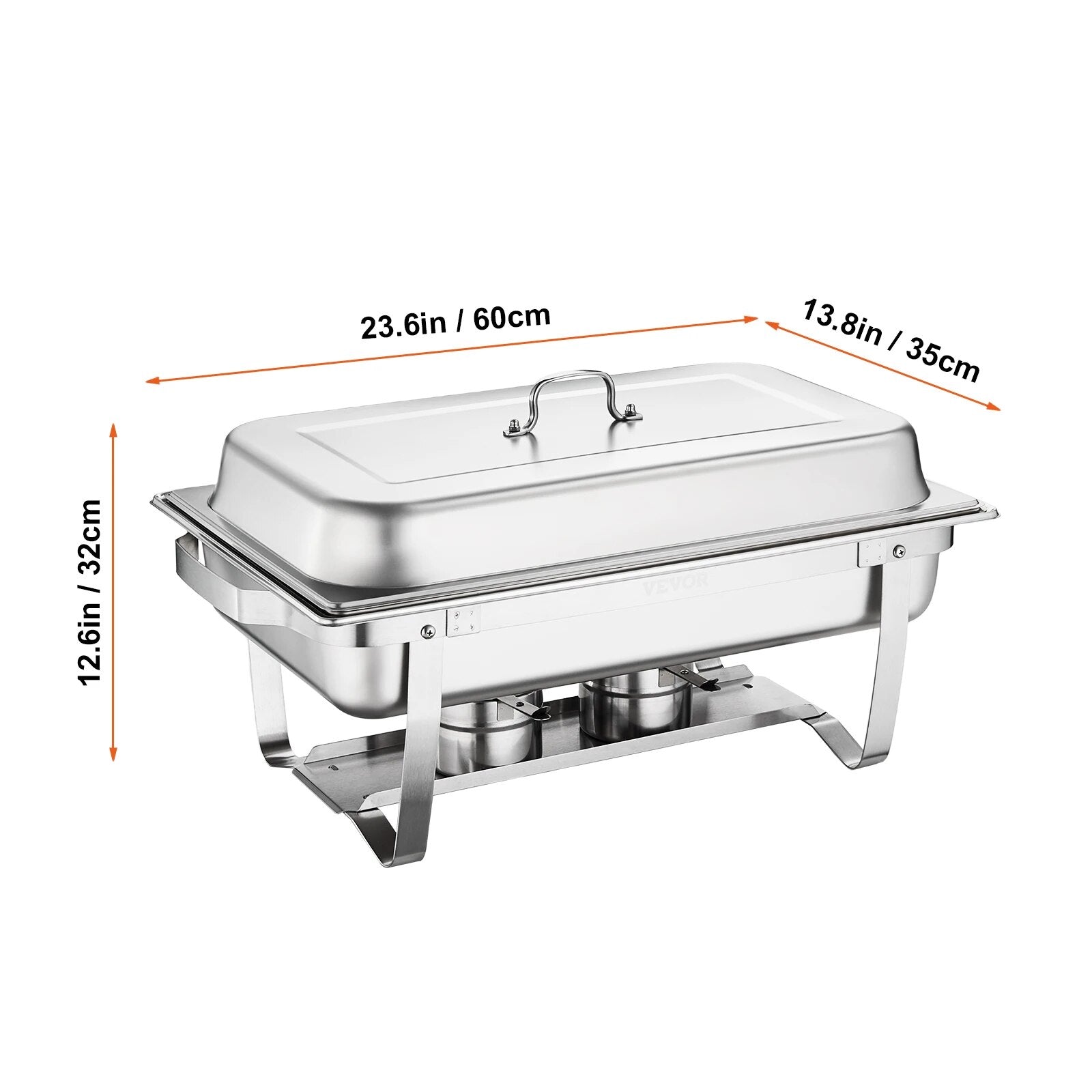 VEVOR 8QT 2 Pack Chafing Dish Buffet Set Stainless Chafer w/ 2 Full & 4 Half Si image 6