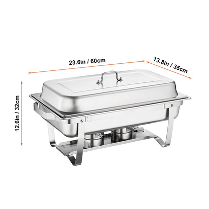 VEVOR 8QT 2 Pack Chafing Dish Buffet Set Stainless Chafer w/ 2 Full & 4 Half Si image 6
