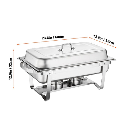 VEVOR 8QT 2 Pack ChaFolding Dish Buffet Set Stainless Chafer w/ 2 Full & 4 Half Si