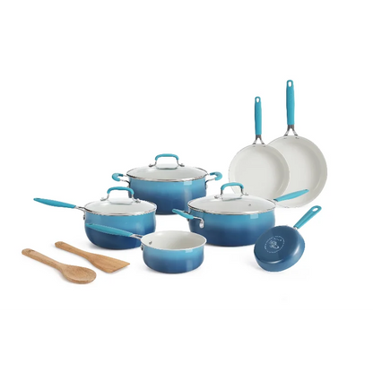 The Pioneer Woman 12-Pieces Porcelain Enamel Classic Ceramic Cookware Set, Ombr image 3