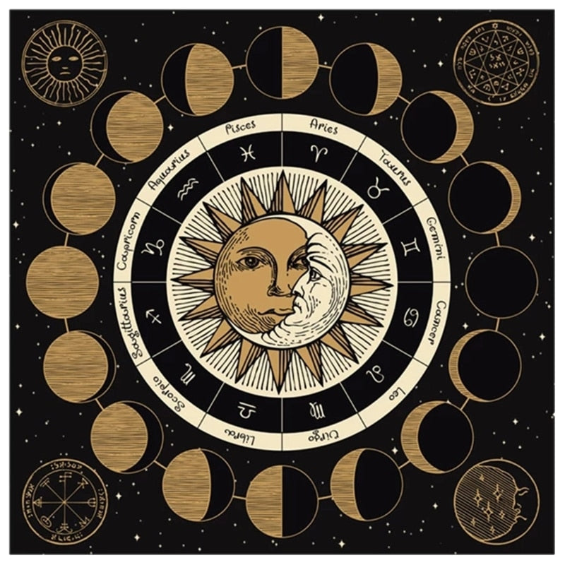 Wheel of the Zodiac Altar Tarot Cloth Tablecloth Moon Phase Velvet Astrology Ta image 3
