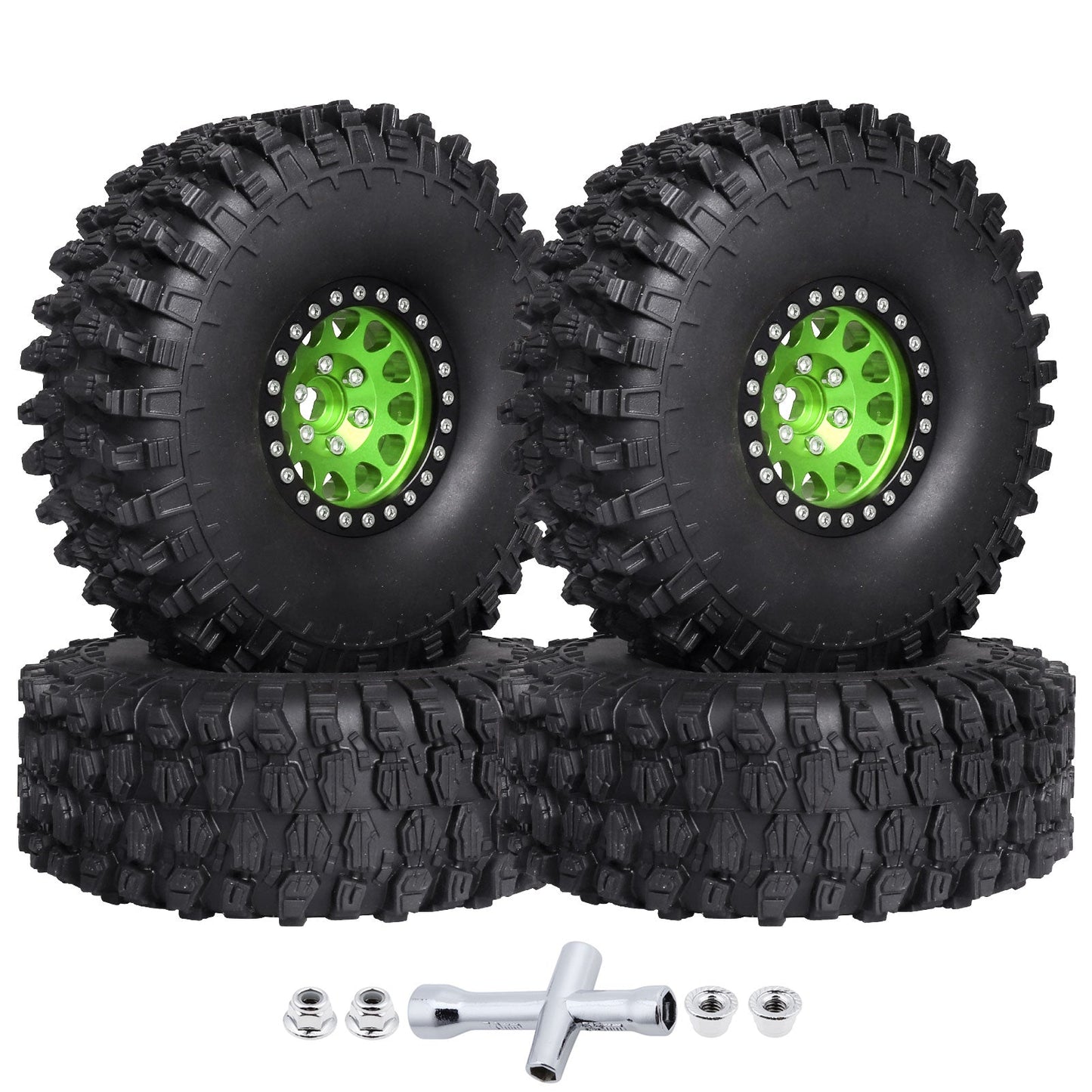 4pcs Hobbypark 1.9 " Beadlock Wheels and Tires Set for 1/10 Scale RC Crawler image 8