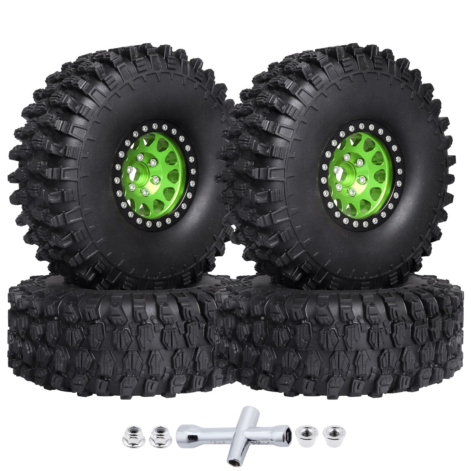 4pcs Hobbypark 1.9 " Beadlock Wheels and Tires Set for 1/10 Scale RC Crawler image 8