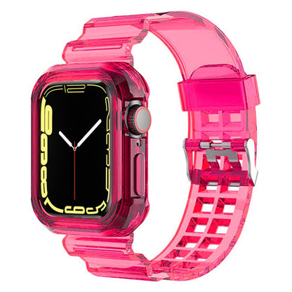 Clear Band + Case for Apple Watch 8 7 6 SE 5 3 2 Soft Transparent silicone Stra image 1