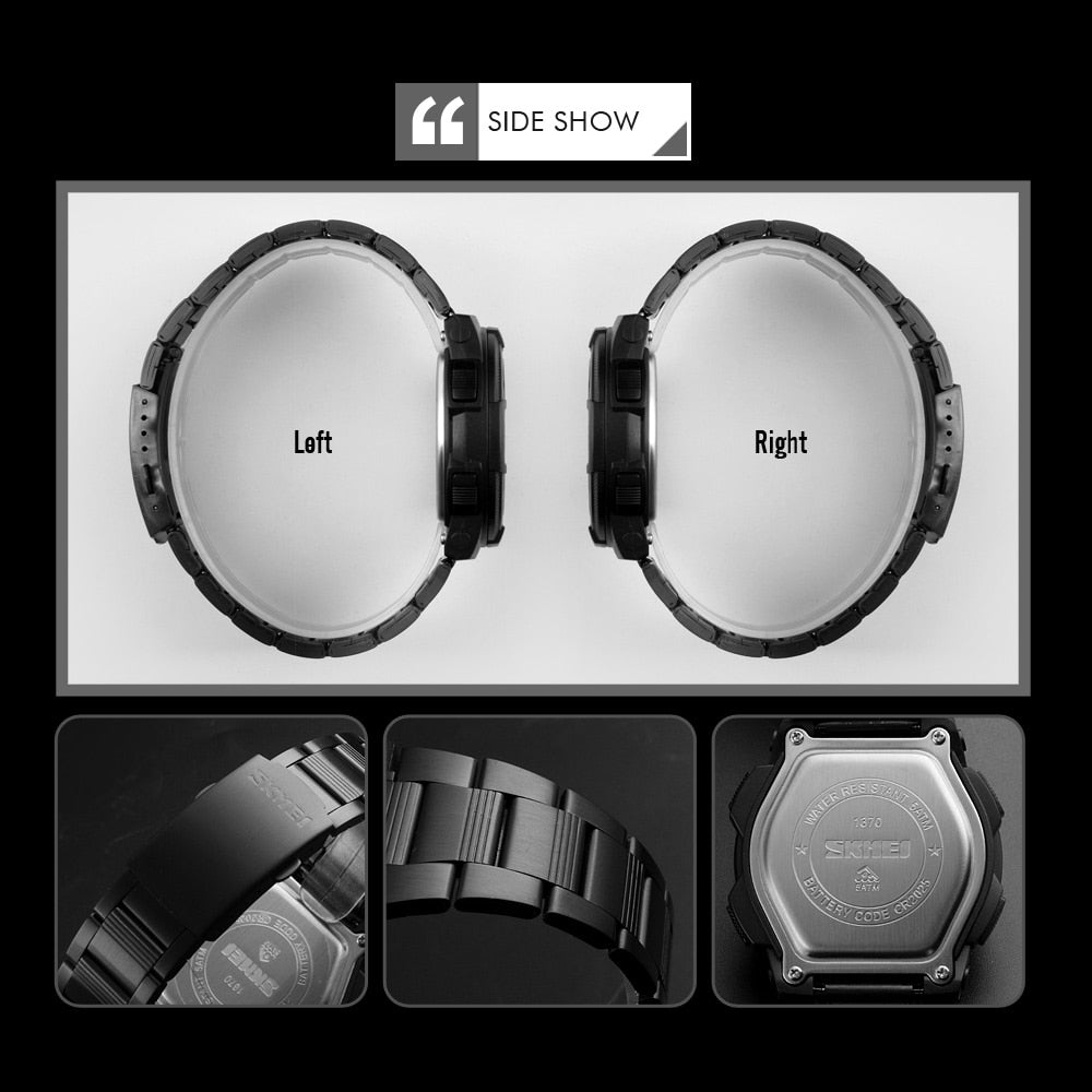 SKMEI Watch Men's Watch Fashion Sport Watches Stainless Steel Strap Mens Watche image 9