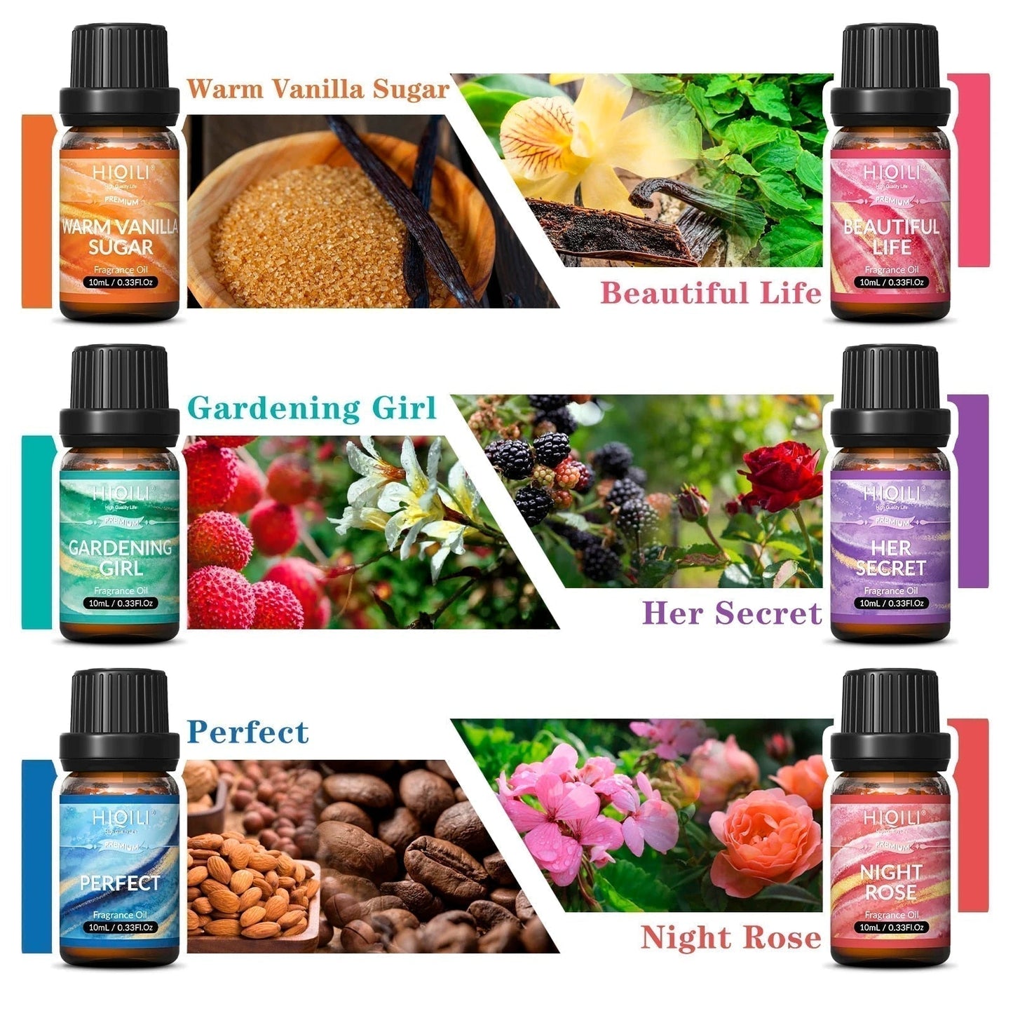 Fragrance Oils Set - Women's Theme 6 Piece Gift Set For Aromatherapy, Diffuser & Home
