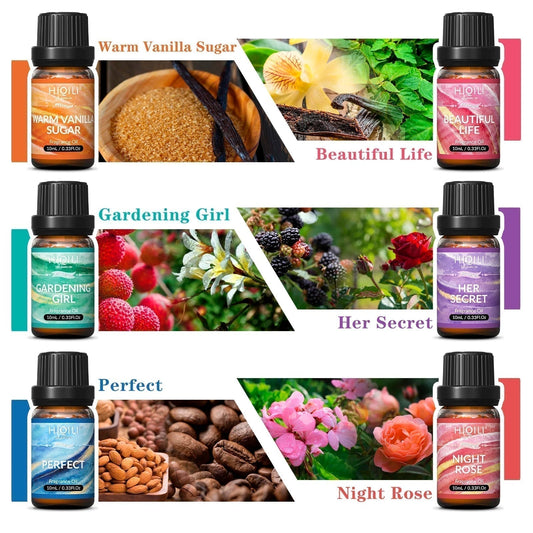 Fragrance Oils Set - Women's Theme 6 Piece Gift Set For Aromatherapy, Diffuser & Home