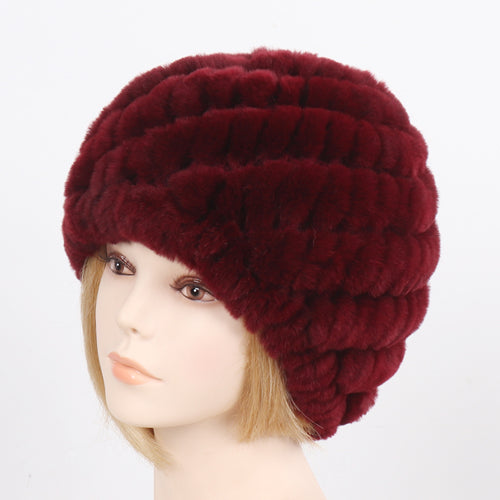 Lady Winter 100% Natural Real Rex Rabbit Fur Hat Women Soft Rex Rabbit Fur Cap  image 20