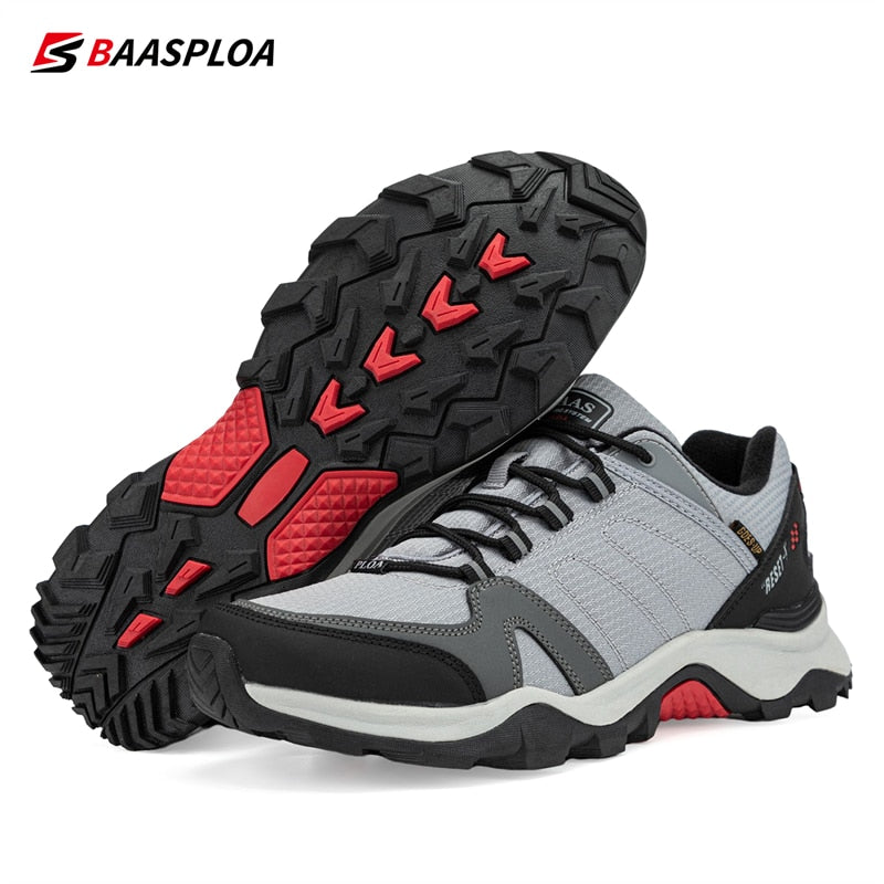 Baasploa 2022 Men's Waterproof Leather Hiking Shoes Non-slip Wear-resistant Out image 5