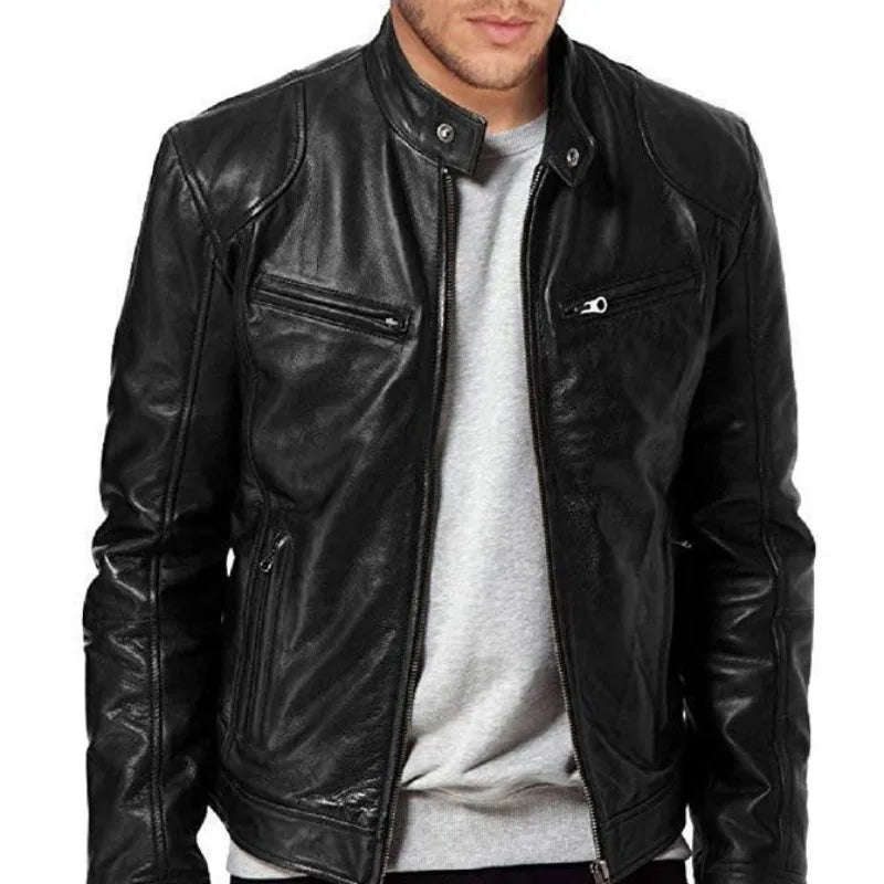 Retro Men's Leather Jacket - Vintage Style Coat  Rock and Roll Lovers Fashionab image 3