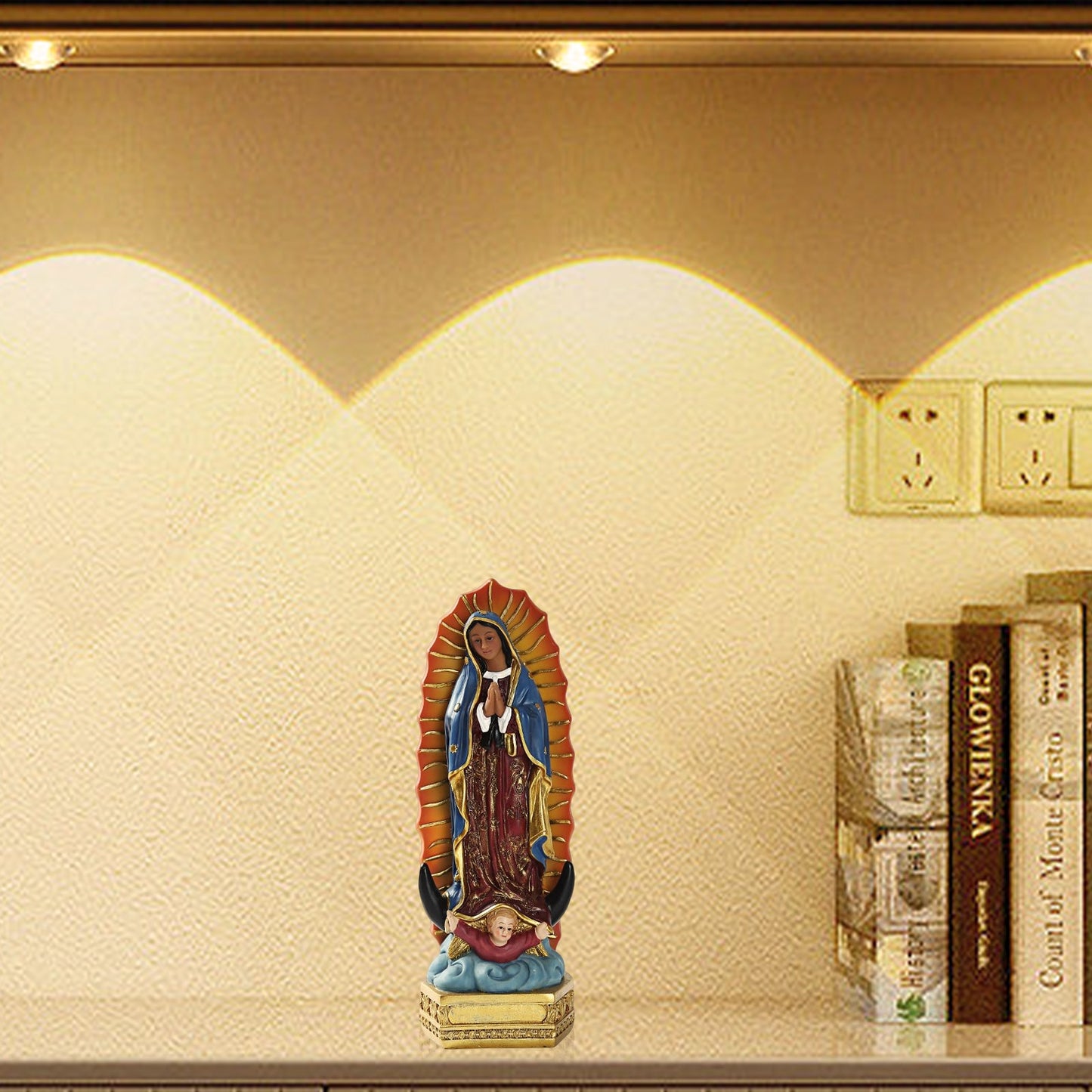 Resin Mexican Virgin Mary Statue Desktop Ornament Pray Altar Virgin Sculpture H image 2