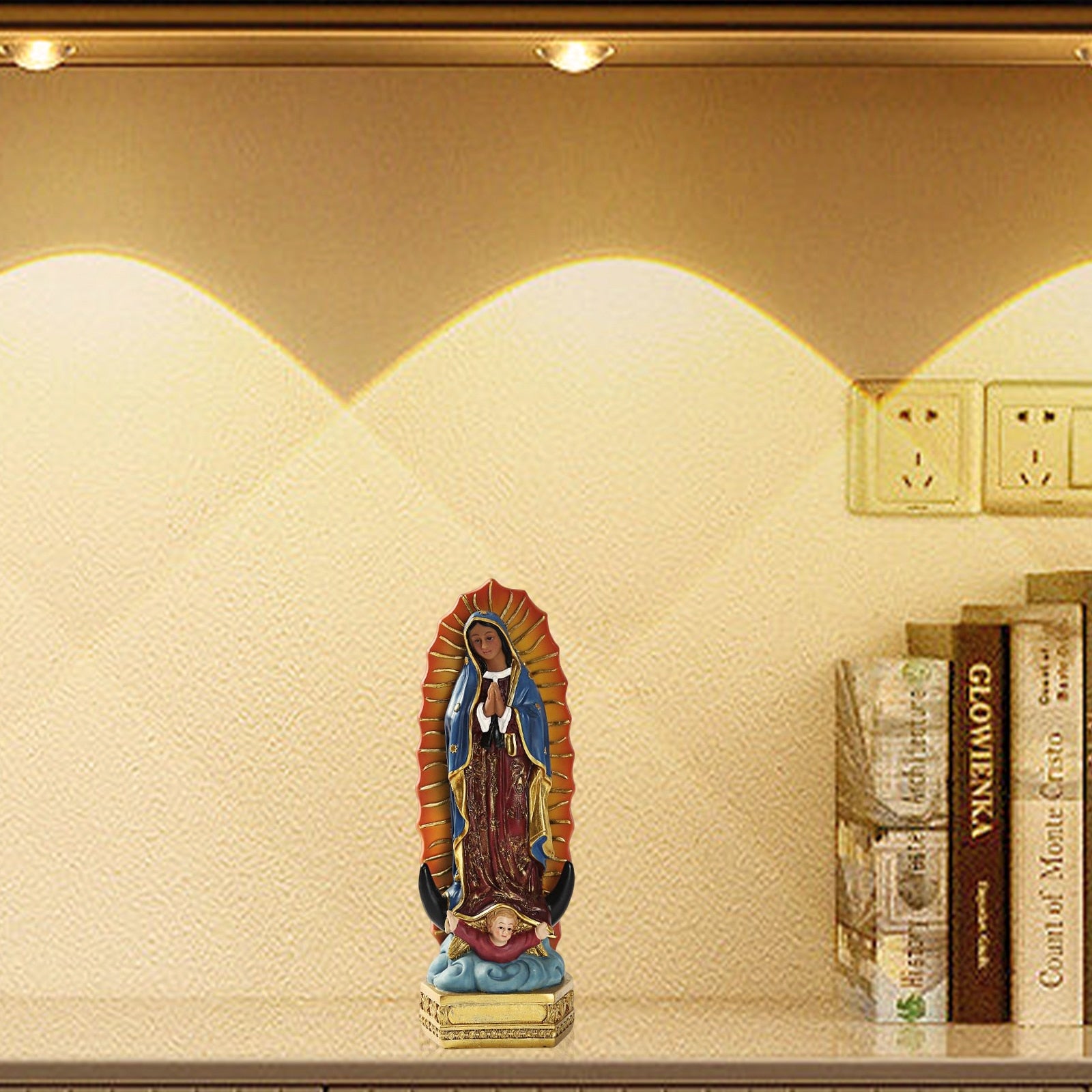 Resin Mexican Virgin Mary Statue Desktop Ornament Pray Altar Virgin Sculpture H image 2