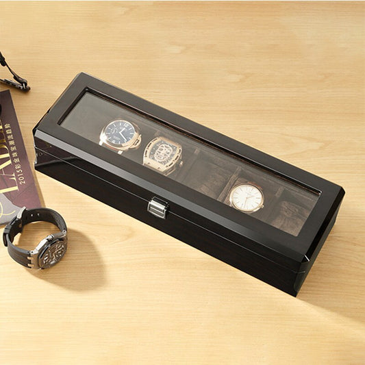 Embers Luxury Watch Box 6 Watches Piano Paint Ebony Wood Wristwatch Collection  image 0