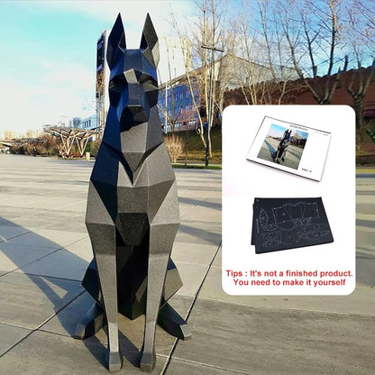 68/100cm Doberman 3D Animal Sculpture Paper Model DIY Handmade Papercraft Figur image 8