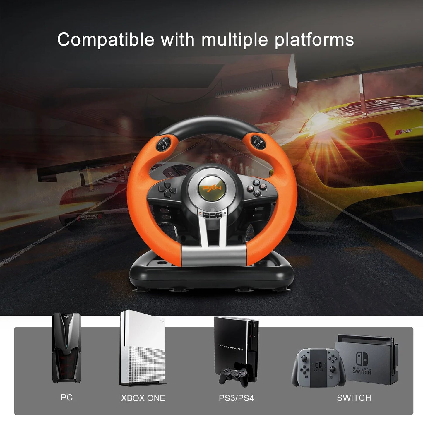 PXN V3 Pro Game Steering Wheel Racing Simulator 180 Rotation Gaming Volante For image 6
