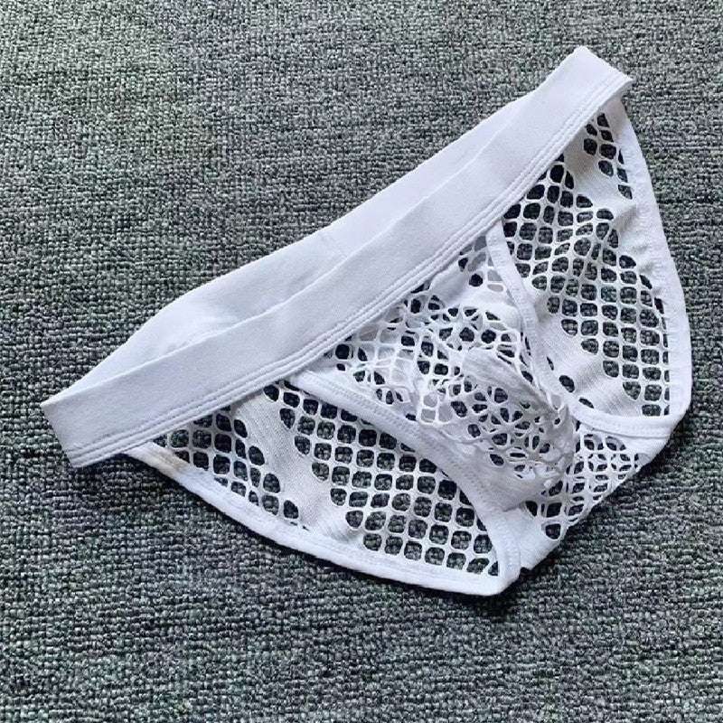 Men underwear youth low waist  U convex large mesh hollow transp