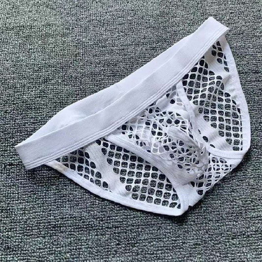 Men underwear youth low waist  U convex large mesh hollow transp