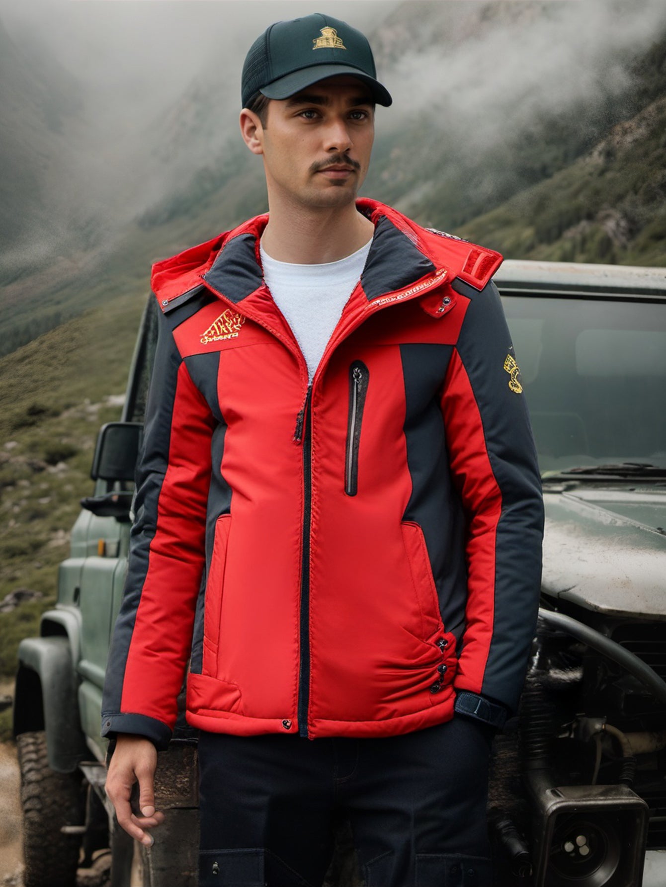 Men's Winter Fleece Lined Thickened Ski Jacket Windproof Waterproof Thermal Par image 3