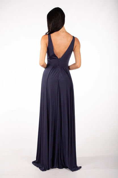 FATAPAESE Spandex Bridesmaid Dresses Satin V-Neck Slit Wedding Party Backless W image 6