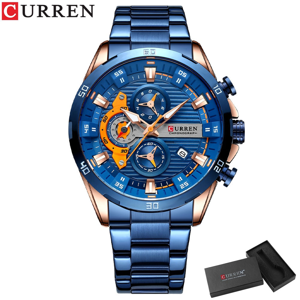 CURREN Stainless Steel Watches for Mens Creative Fashion Luminous Dial with Chr image 4