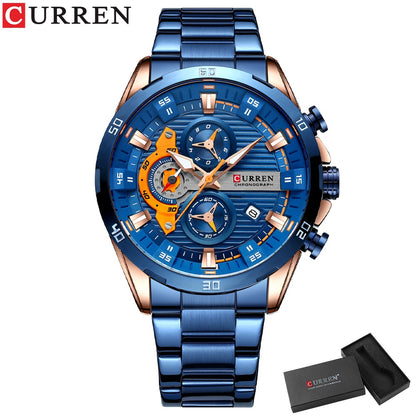 CURREN Stainless Steel Watches for Mens Creative Fashion Luminous Dial with Chr image 4