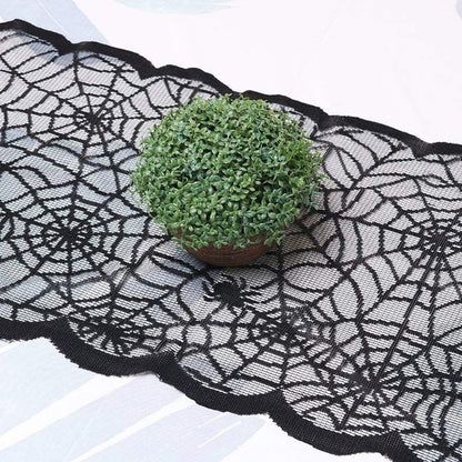 1pcs Black Lace Spider Web Cobweb Tablecloth Table Runner Fireplace Mantle Curt image 4