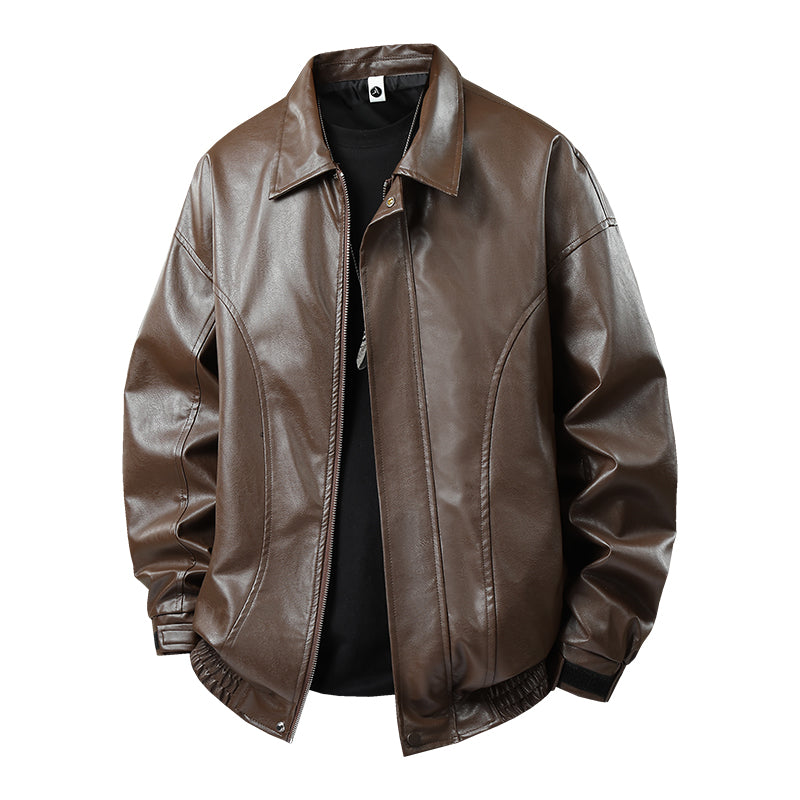 Men Fashion Trend Autumn Winter Outdoor Highquality Imitation Leather Jacket Co image 13