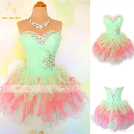 Bealegantom Colorful In Stock Sweetheart Organza Short Homecoming Dresses 2022