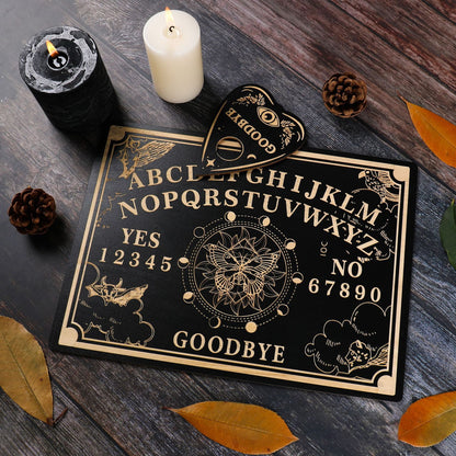 Rectangular Wood Witchcraft Altar Butterfly Compass Plate Dowsing Game Divinati image 7