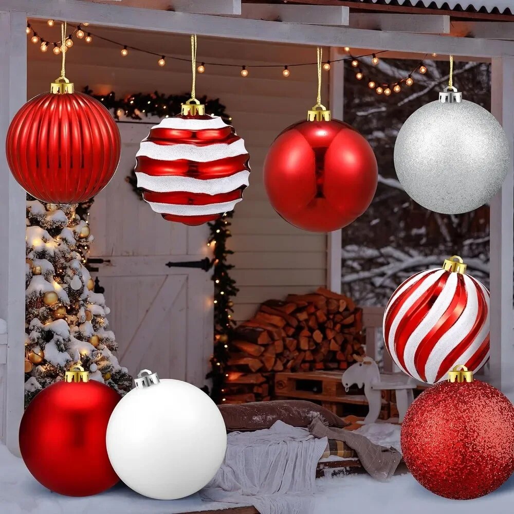 8 Pack Christmas Ball Ornaments 6 " Christmas Candy Ball Plastic Balls for H image 6
