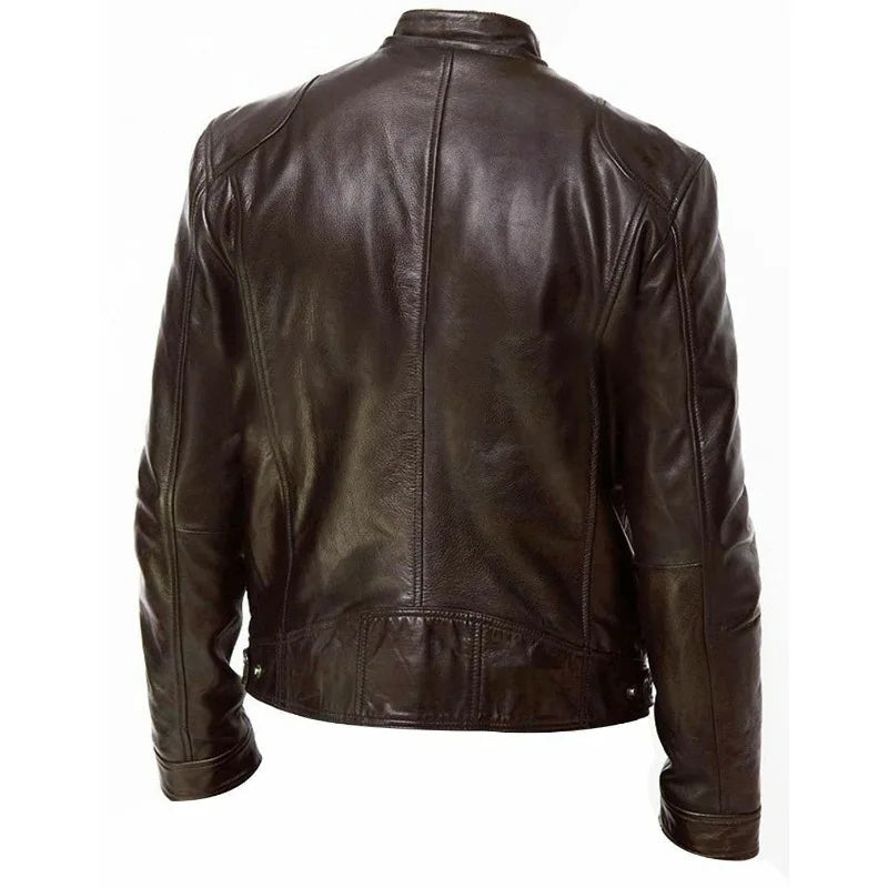 Retro Men's Leather Jacket - Vintage Style Coat  Rock and Roll Lovers Fashionab image 9