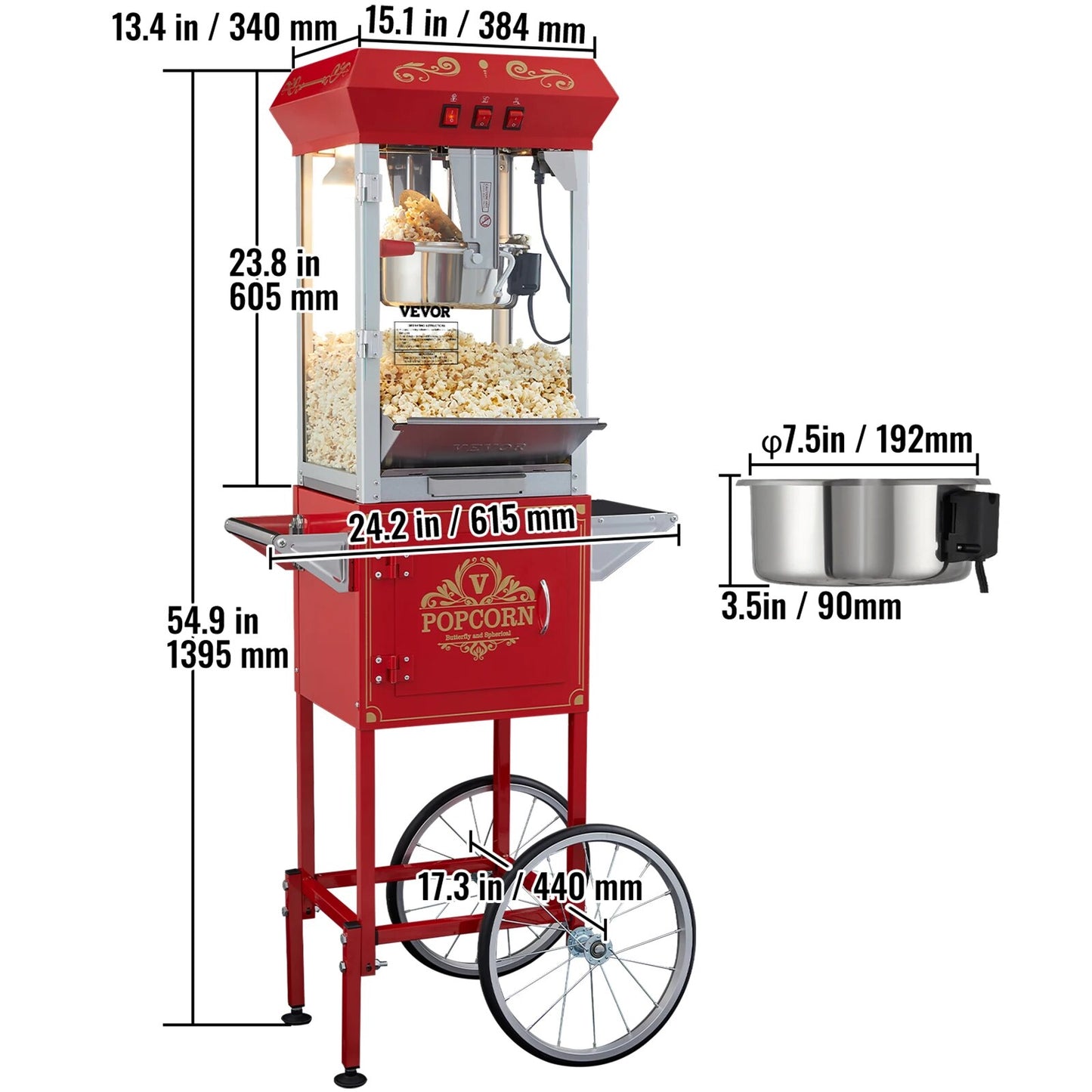VEVOR 8/12Oz Electric Popcorn Maker Commercial Popper Machine  Automatic Corn C image 3