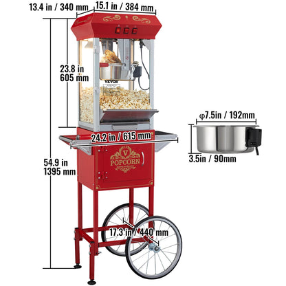 VEVOR 8/12Oz Electric Popcorn Maker Commercial Popper Machine  Automatic Corn C image 3
