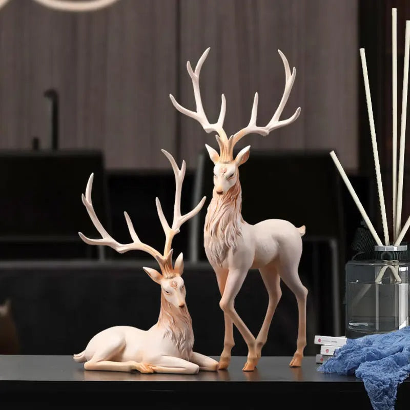 High End Deer Statue Reindeer Figurines Resin ELK Sculpture For Living Room Lux image 11