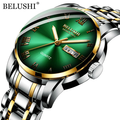 BELUSHI Men's Fashion Business Quartz Watches Top Luxury Brand Full Steel Water image 4