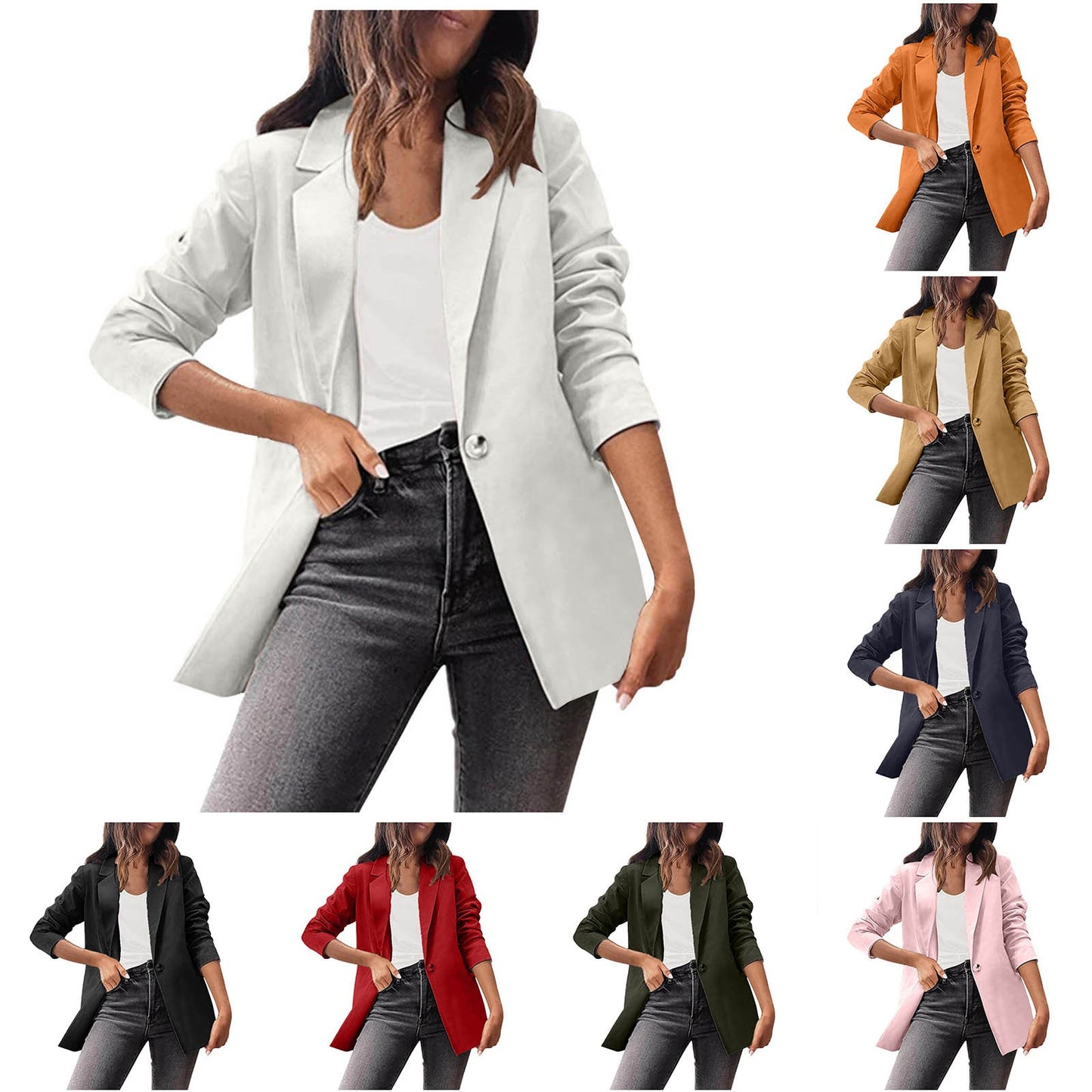 Women Autumn And  Winter Casual Suit Jackets Solid Color Long Sleeve Turn Down  image 8