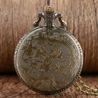 Bronze roaring lion head embossed personality necklace pocket watch Arabic nume image 2