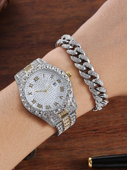 Diamond Men Women Watches Gold Watch Ladies Wrist Watch Luxury Rhinestone Unise image 5