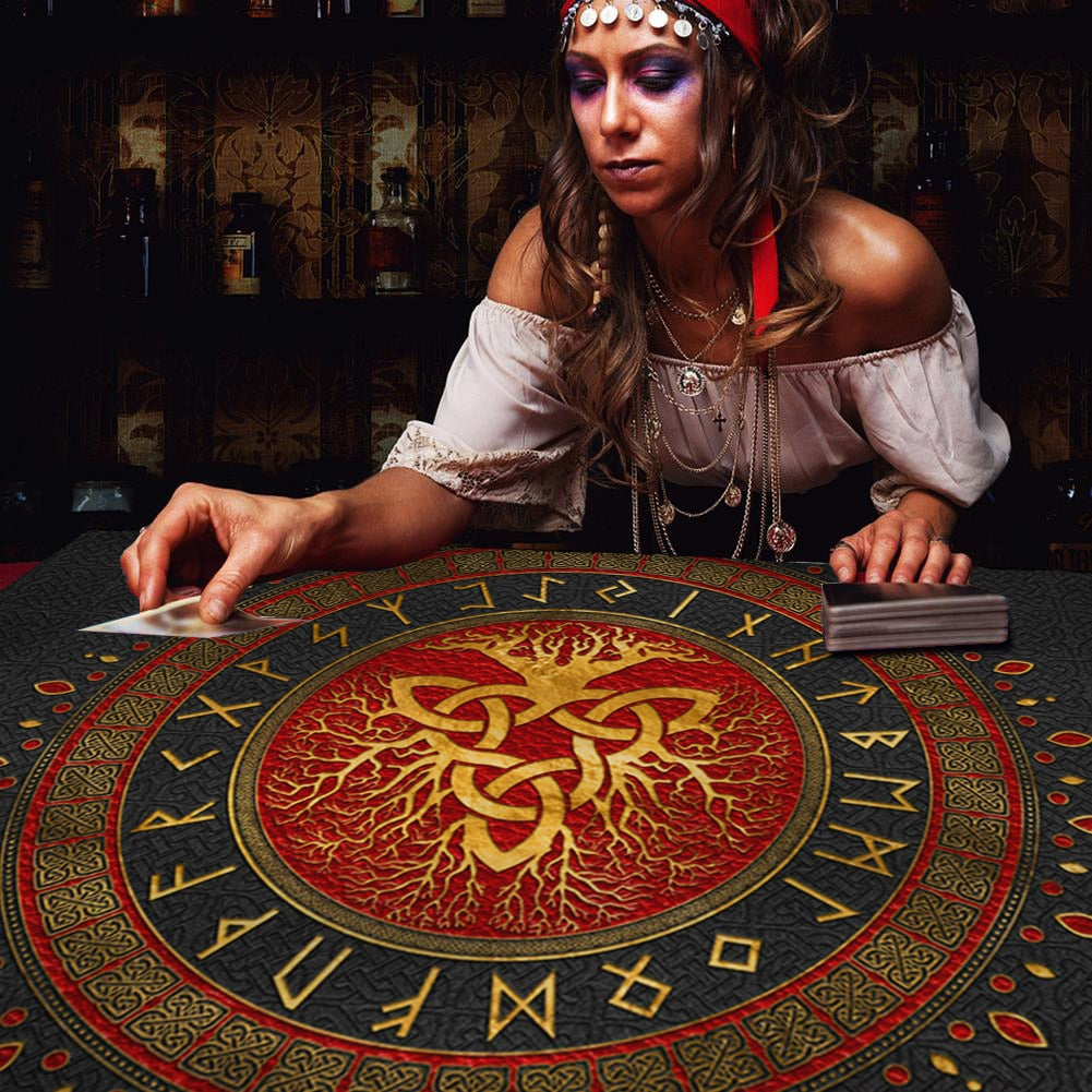Tree Of Life Tarot Tablecloth Spiritual Rune Celtic Knot Altar Cloth Pagan Divi image 2
