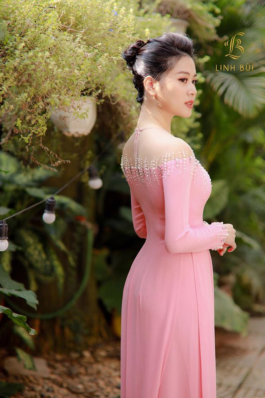 Pink aodai vietnam clothing cheongsam aodai vietnam dress vietnamese traditiona