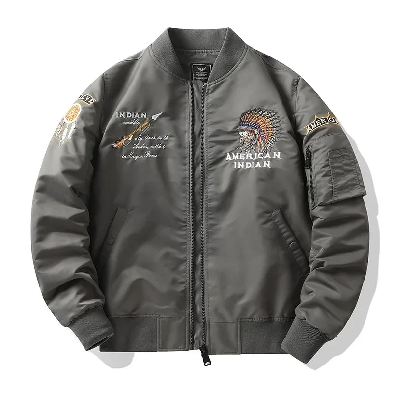 Air Force Ma1 Pilot Jacket Men's Colorful Indians Embroidered Baseball Uniform C image 6