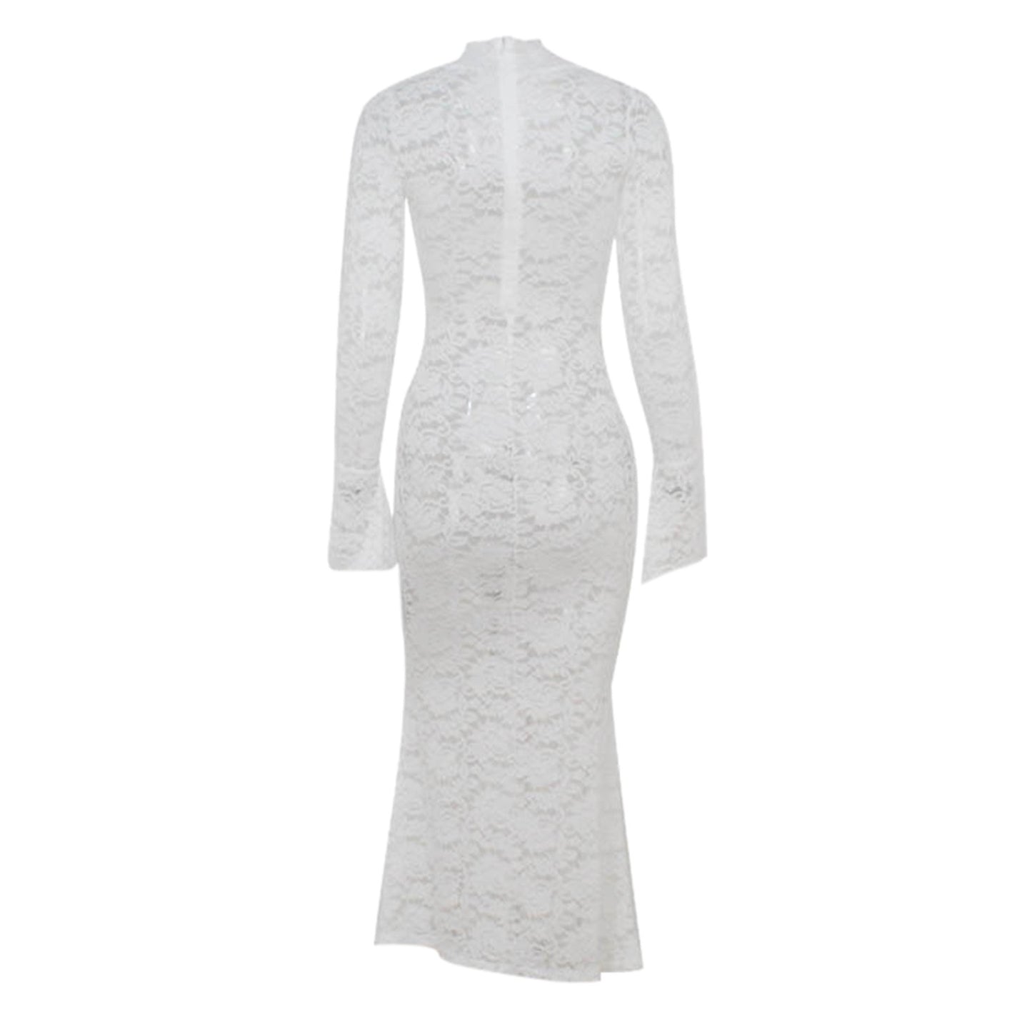 See Through Lace Sexy Deep V Neck Flared Sleeve Long Dresses for Women 2025 Wed image 3