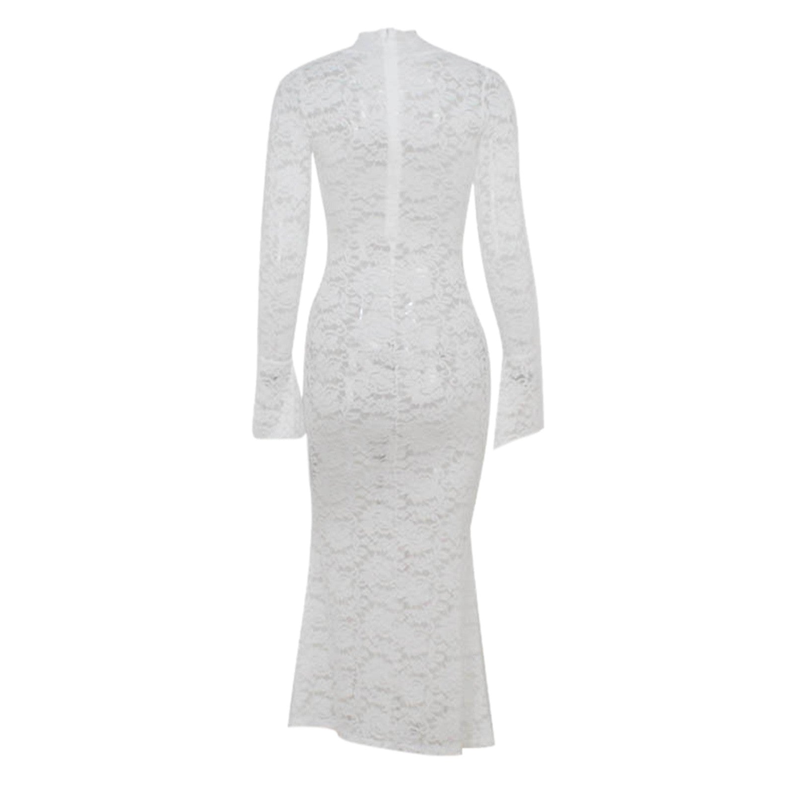 See Through Lace Sexy Deep V Neck Flared Sleeve Long Dresses for Women 2025 Wed image 3